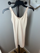 Ruby Ribbon Nude Slip Shapewear Dress M Tan Sleeveless Wide Strap Stretch