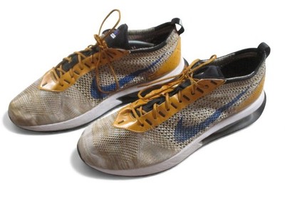 Nike Air Max Flyknit Racer Running Shoes Mens Size 14 Gold Blue FD2764-700