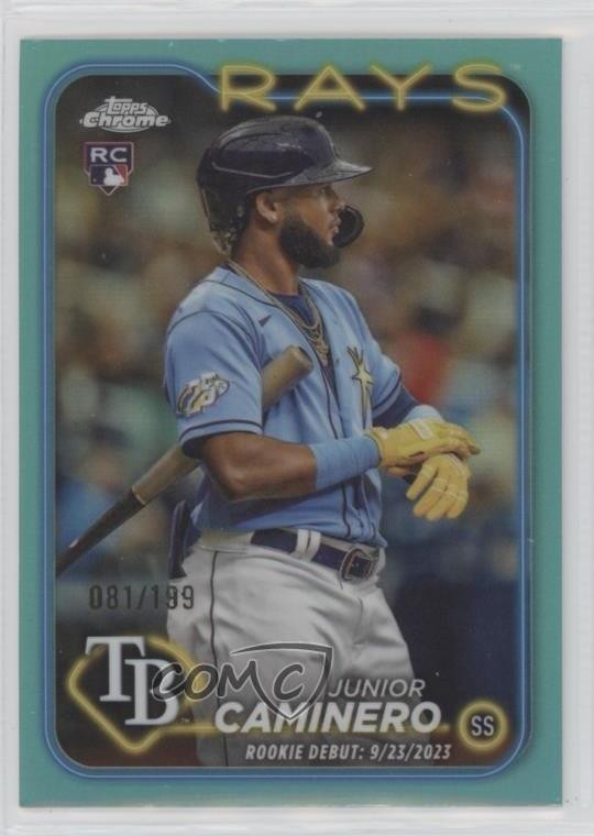 2024 Topps Chrome Update Rookie Debut Aqua Refractor 81/199 Junior Caminero 1b6u