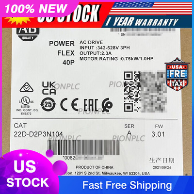 22D-D2P3N104 AB NEW Series A. PowerFlex 40P 0.75 kW 1HP AC Drive EXPRESS 1PCS CG