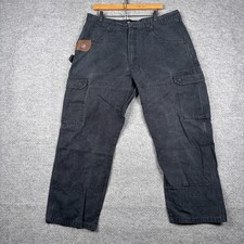 Wrangler Riggs Cargo Pants Mens 40x30 38x28 Black Ripstop Workwear Canvas