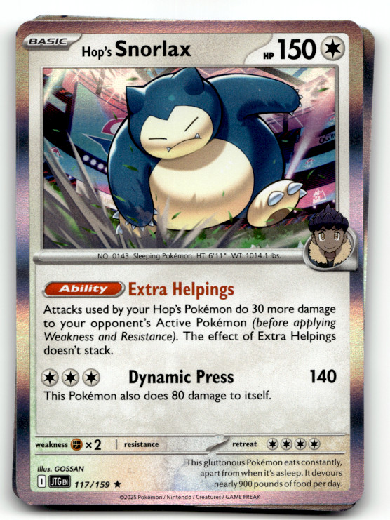 Hop's Snorlax 117/159 Holo Rare SV09: Journey Together LP