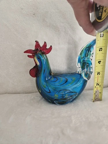 Badash Murano-style art glass rooster figurine, handcrafted frm hand-blown glass