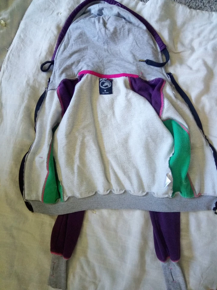 Sudadera con capucha Ecko roja con cremallera mediana para mujer Y2k bloque de color agujeros para el pulgar Foto 2 de 4