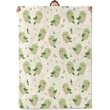 Green Bird Theme Blanket Gifts for Women Girls Soft Warm Lightweight Flannel ...