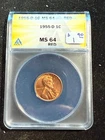1955 D LINCOLN WHEAT CENT ANACS MS 64 RD 163