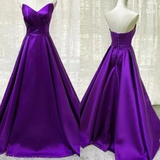 Purple Satin Bow A-line Evening Dresses Sweetheart Knee Length Satin Prom Gowns
