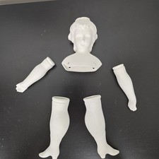 Vintage German China Porcelain Doll Head, Arms Legs Parts Unfinished