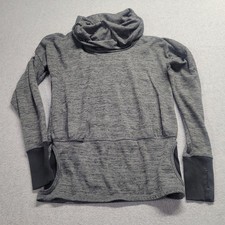 Athleta Cowl Neck Pullover Top Gray Long Sleeve Thumbholes Size XS