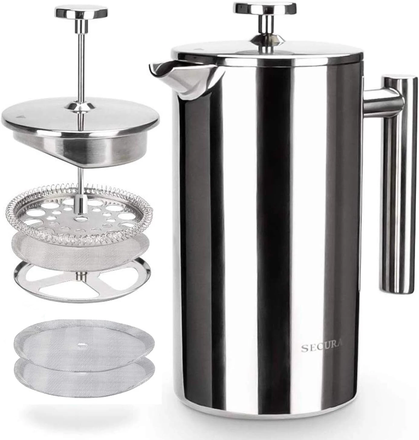 Secura French Press Coffee Maker, 304 Grade Stainless Steel Insulated Coffee Pre