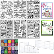 6 Sheets Words Clear Stamps for Christmas Card Making Includes 20 Ink Pad 6 Acry