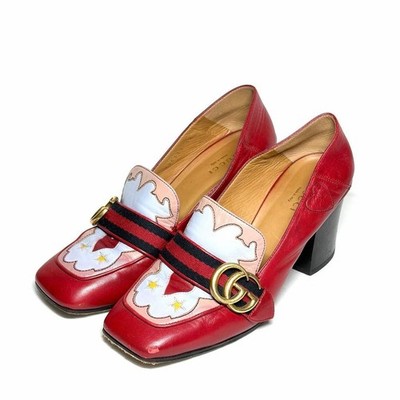 GUCCI GG Heart Star Shoes Pumps Heel Multicolor EU 37 US 7