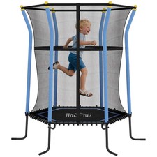 Image of HOMCOM 5.4FT Kids Trampoline with Enclosure Indoor Outdoor Blue