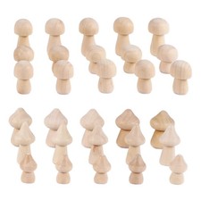 30 Pieces Unfinished Wooden Mushroom 6 Sizes of Natural Wooden Mushrooms1327