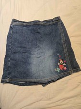 Vintage Disney Store Minnie Mouse Floral Denim Skort Size M