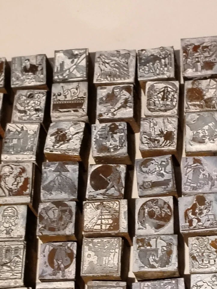 Lote de 100 bloques de impresión tipográfica John Hix cobre sobre madera cómic antiguo vintage Foto 2 de 4