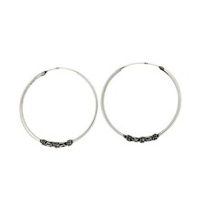 Sterling Silver Bali Hinged Hoop Earrings Bohemian Jewelry