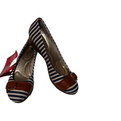 NWT Dexflex Women Shoes Sz Blue White Striped Slip On Low