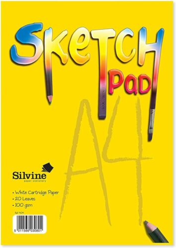 Silvine Cartridge Paper 20 Sheet Sketch Pad A4 - Picture 1 of 3