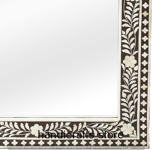Black & White Home Decor Gift, Camel bone inlay mirror, handmade frame Jharokha - Picture 3 of 5