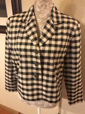 Doncaster 100 Silk Taupe  Black Career Lined Jacket Size 10 I1 
