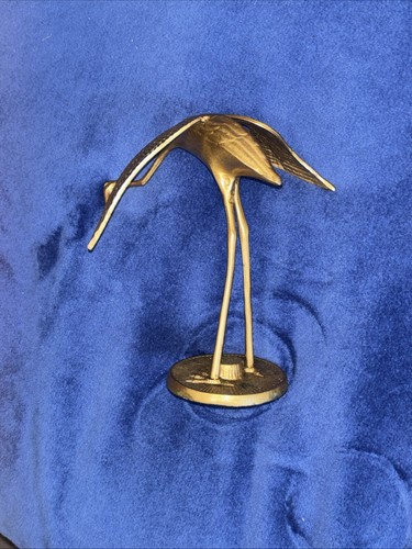 Brass Ibis Figure Crane Heron Sculpture Statue VINTAGE ART solid metal display - Picture 5 of 13