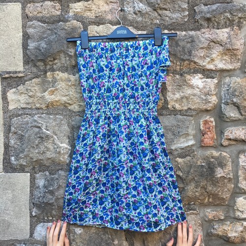 ANGELIO - Ladies Blue Flower Print Dress - UK Small - In great condition - Picture 3 of 3