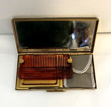 Vintage Clutch Purse Mini Brass Compact