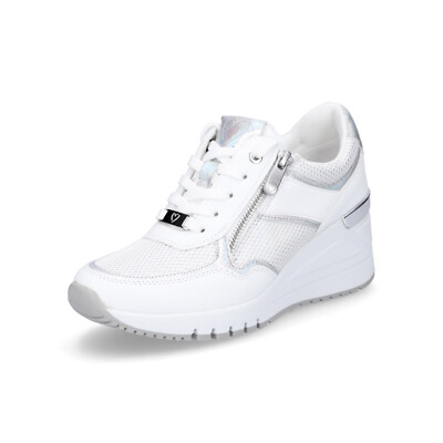 Marco Tozzi Damen Keil Sneaker weiß silber