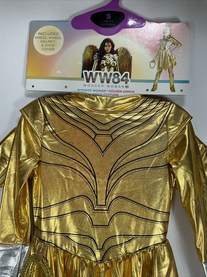Nuevo Disfraz de Mujer Maravilla WW84 Armadura Dorada Niño S 4-6 Incompleto Foto 3 de 4