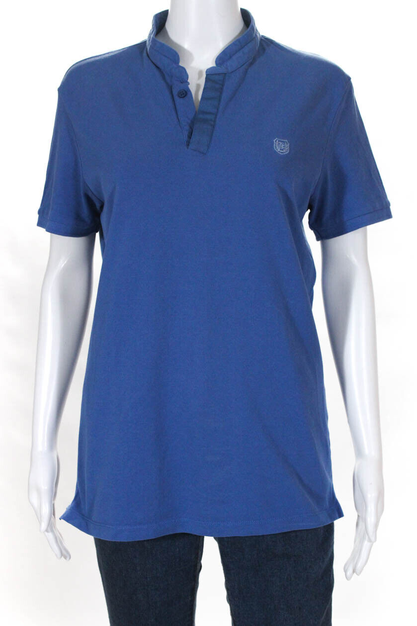 Sport The Kooples Womens Cotton Short Sleeve Polo Shirt Blue Size Medium