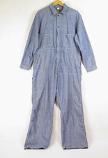 VTG Coveralls Men's 46 Short Blue Chambray 60's Zip Front Workwear Med Weight