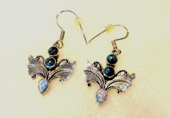 ☆TATIANA☆ SILVER925 Opal Heart Earcuff EC1928 Angel Wings Fire Opal 925 Sterling Silver Earrings Jewelry