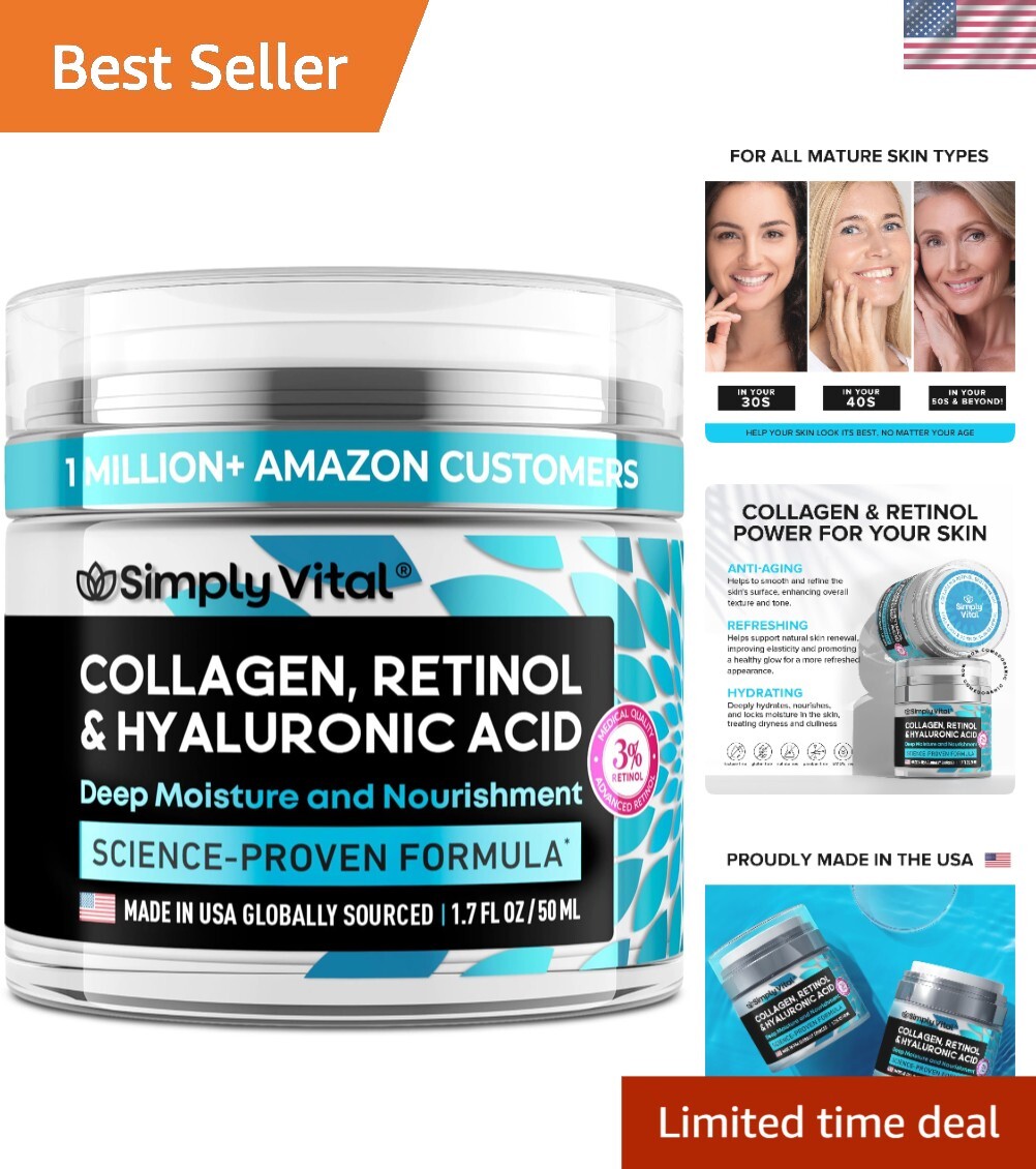 Natural Collagen & Retinol Cream for Youthful Skin - Moisturizer 1.7 fl. oz.