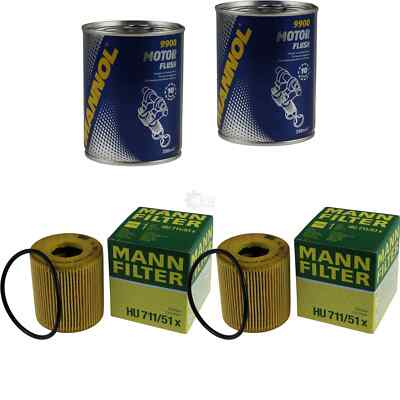 2x Original MANN Ölfilter HU 711/51 x + 2x SCT Motor Flush Motorspülung