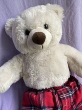 BAB White Fuzzy Teddy Build A Bear W Doll Pants Good Preowned Condition