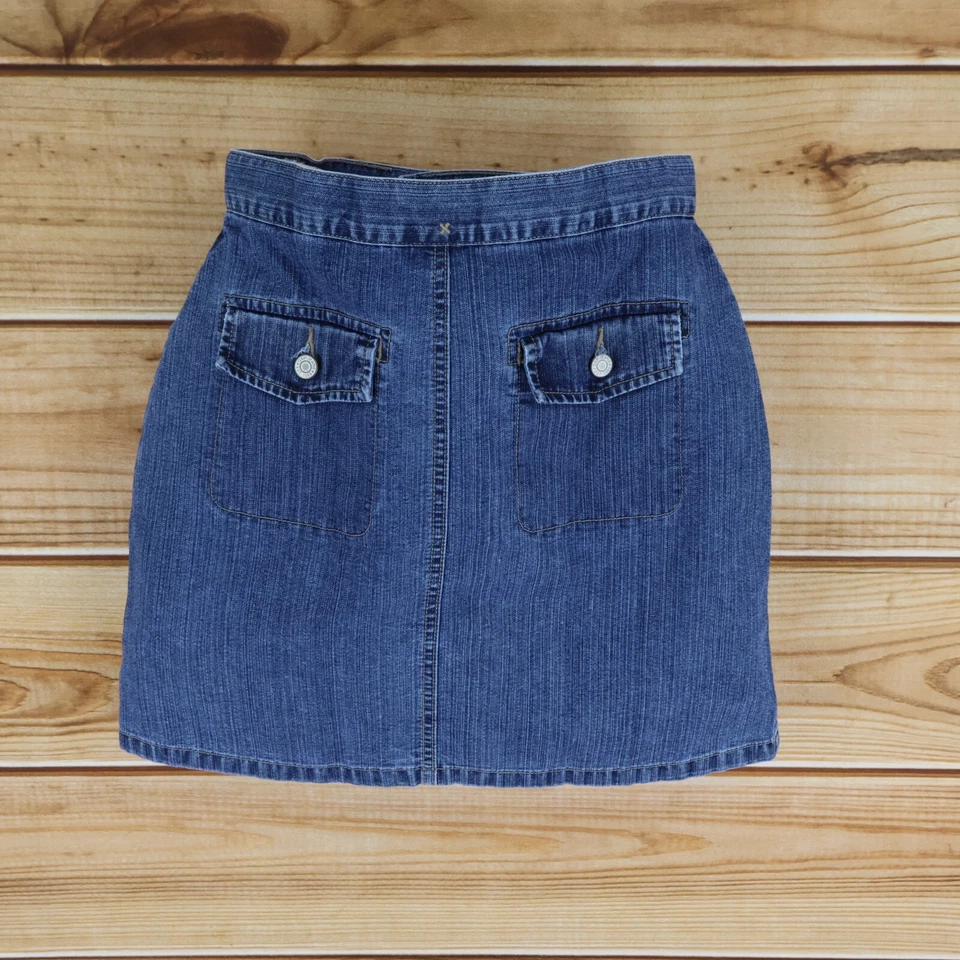 Gap Kids Jean Skort Womens Sz 14 Blue Medium Wash Denim Pockets Built In Shorts - Image 2 of 4