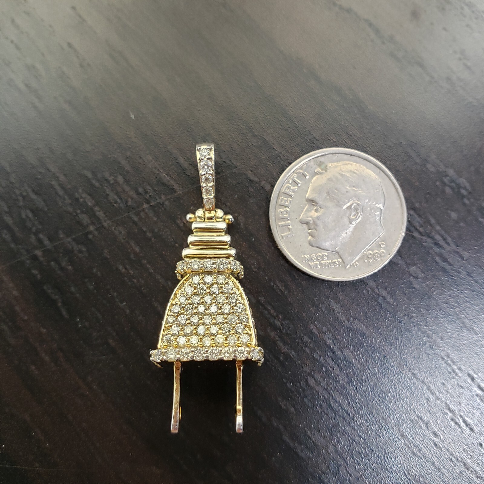 Plug Socket Solid 14 Karat Yellow Gold  with whit… - image 6