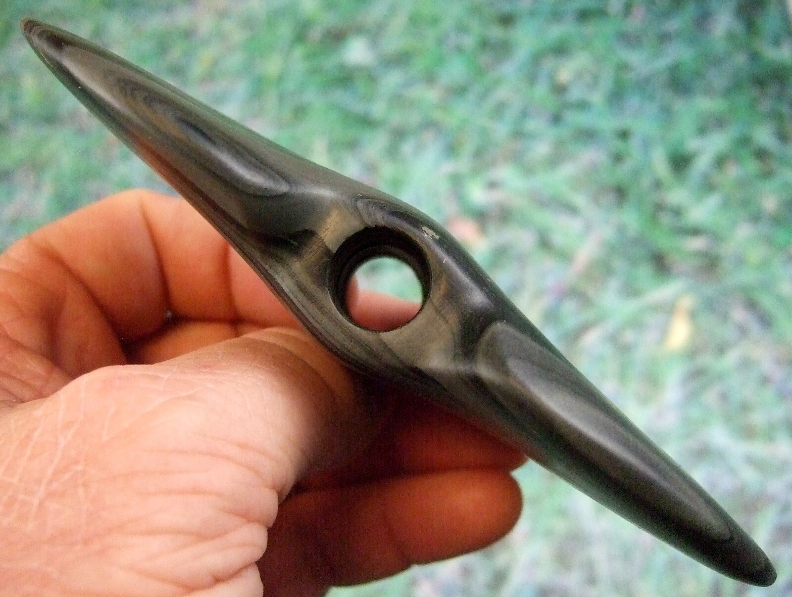 Super Fine G10 Michigan Banded Slate Winged Bannerstone with COA