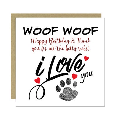 RED OCEAN Birthday Card From The Dog, Woof Woof Happy Birthday Card For Dog Mum Dog Dad