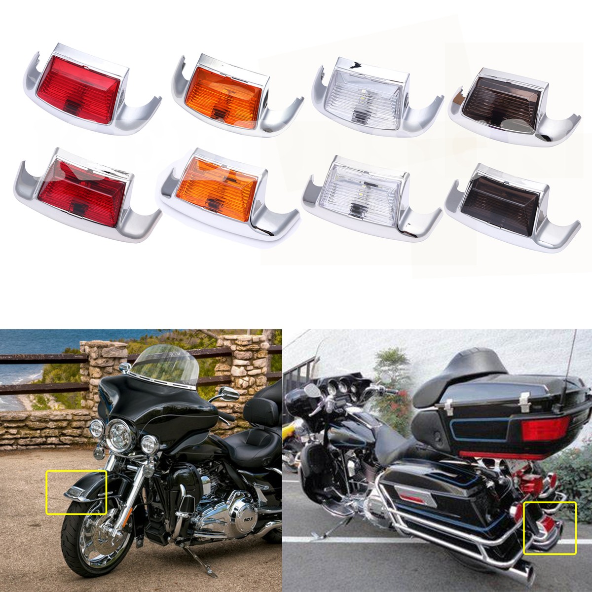 Front Rear Fender LED Tip Light For Harley Electra Glide Heritage