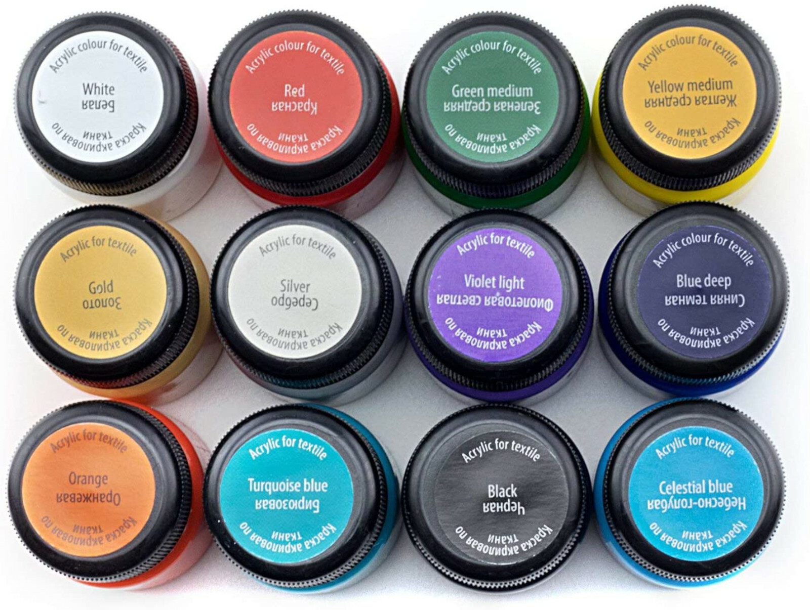 Decola Acrylic Textile Paint Set 12x20ml Washing Machine Resistant