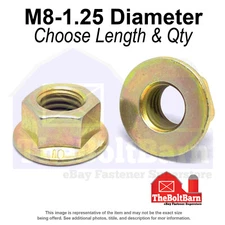 M8-1.25 Class 10 Hex Flange Nuts Zinc Yellow Coarse Thread (Pick Quantity)