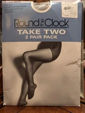 2 NOS Round The Clock Control Top Sheer Pantyhose South Sea Silver  C  Up To 6'