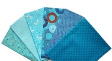 6 Fat Quarters Bundle Turquoise Pattern Fabric 100 Cotton 324-6
