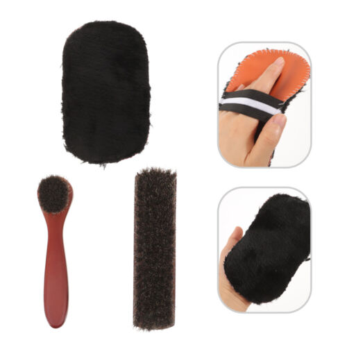 Horsehair Shoe Polish Brush Kit with Cloth - Photo 1 sur 12