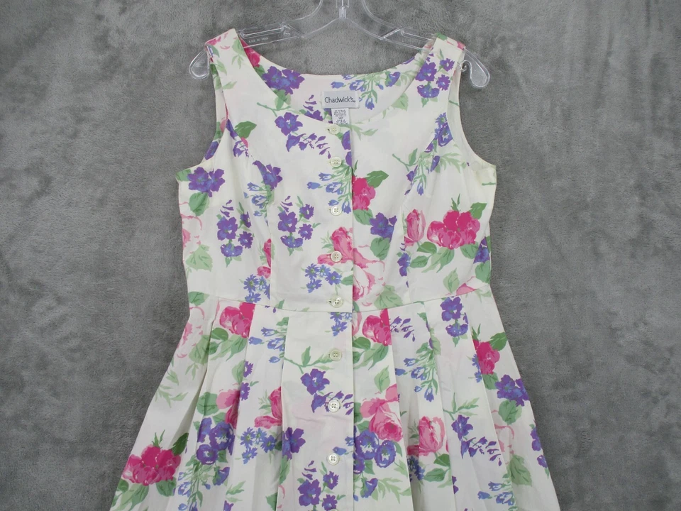 Vestido vintage Chadwicks para mujer 14 pequeño plisado cabaña plisado botón delantero Foto 3 de 4