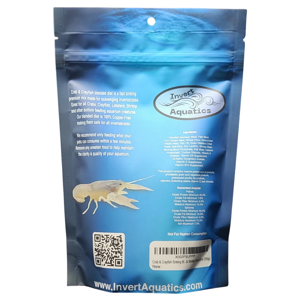 Crab & Crayfish Blended Diet - Fast Sinking Pellets for Scavenging Aquatic Pets - Image 2 of 3
