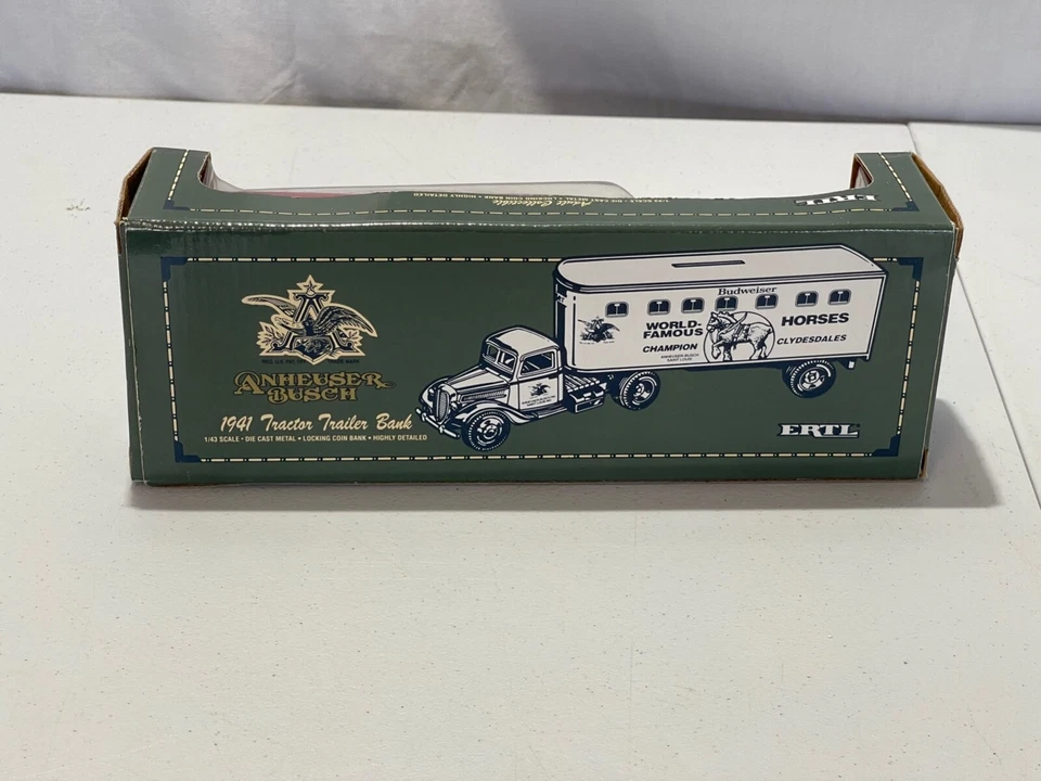 1993 ERTL ANHEUSER BUSCH 1941 TRACTOR TRAILER DIE CAST 1/43 SCALE LOCKING BANK - Image 4 of 4