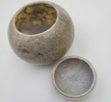27/3 Chinesischer Jade Deckeldose / Vintage 1960er / Handarbeit / Symbol Glück